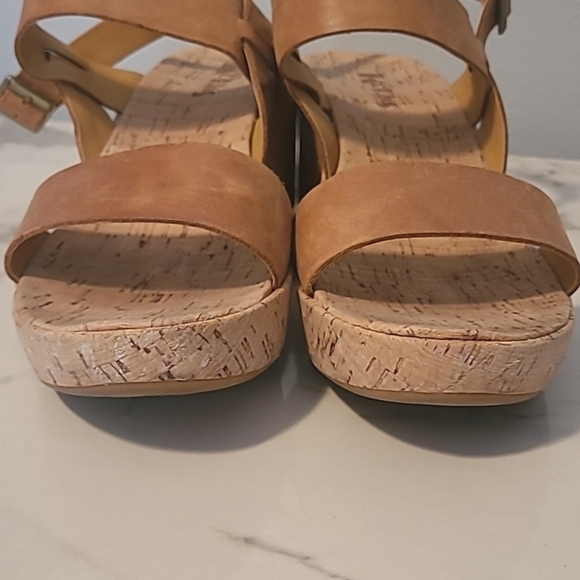 Kork-Ease Austin Tan Leather Platform Wedge Sandals Wmn's 10 Comfy Casual Summer - Picture 6 of 12
